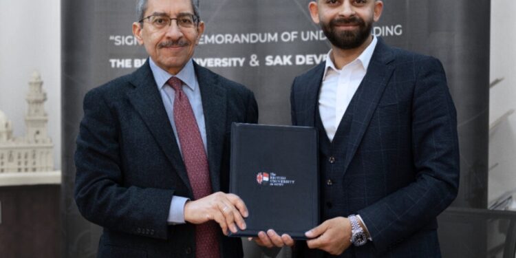 شركة SAK للتطوير توقع بروتوكول تعاون مع الجامعة البريطانية في مصر لتأهيل الطلبة لسوق العمل م . أحمد قدرى – الرئيس التنفيذي للشركة الهدف من البروتوكول تعزيز التعاون بين القطاع الأكاديمي والصناعي لتطوير الكوادر الهندسية