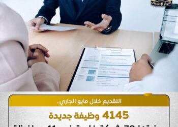 وزارة العمل تعلن توفير 4145 وظيفة جديدة في 11 محافظة ضمن نشرة التوظيف الأسبوعية